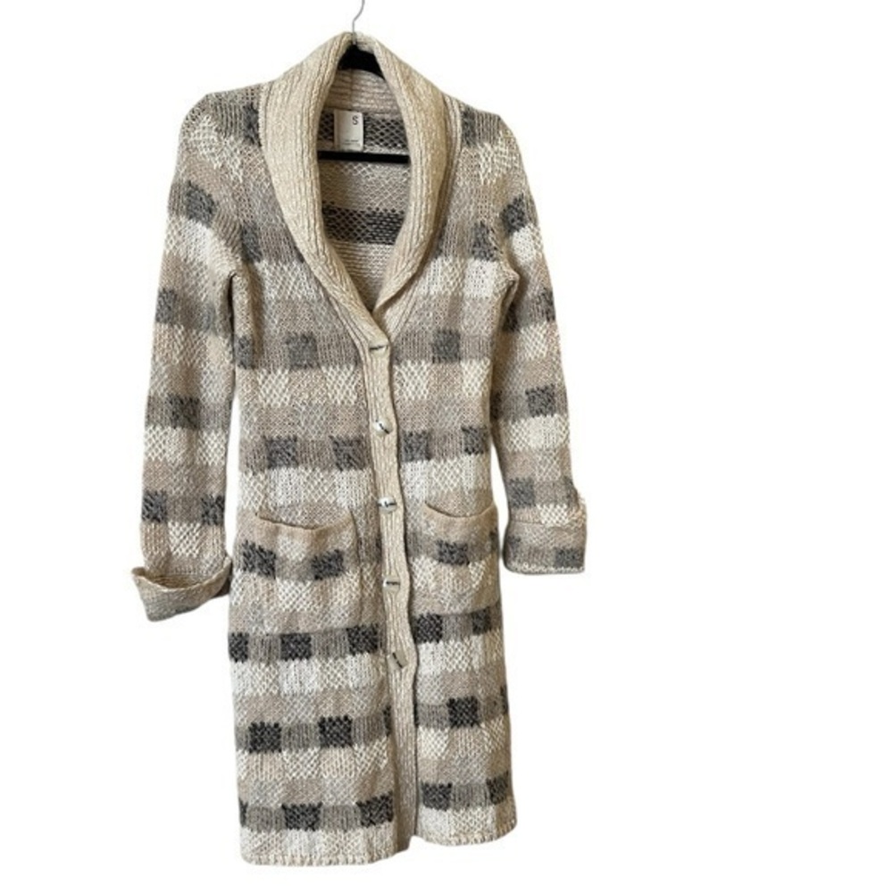 Anthropologie Far Away From Close Long Cotton/ Mohair Cardigan Sweater, S